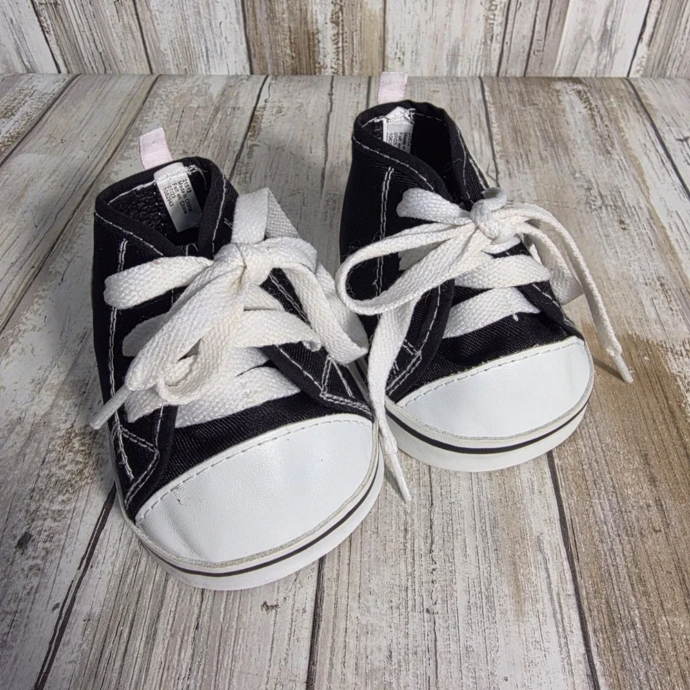 Build-A-Bear Workshop Black Canvas High Top Sneakers Plush Toy Shoes B-A-B Logo